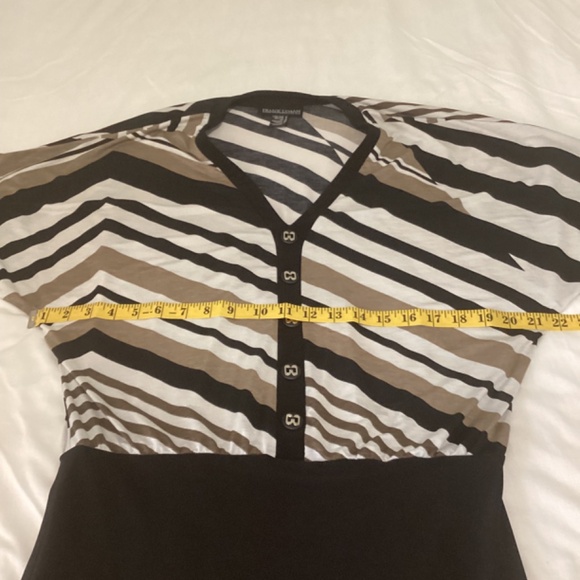 Frank Lyman Design Vintage Striped Black, White & Brown Top - Picture 7 of 8